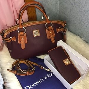 Dooney Bordeaux mail satchel and wallet set pebble leather